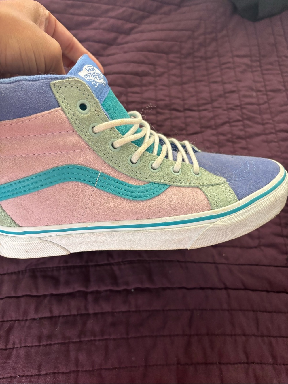 Vans Kids High-Top Suede Sneakers in Pink, Lavender & Teal